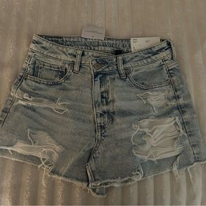 American Eagle Outfitters Women's Distressed Denim Shorts - Blue